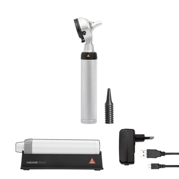 Heine Beta 200 F.O. Otoscope Kit LED - USB Rechargeable Handle + USB Cord + Plug-in Power Supply (B-011.28.388)