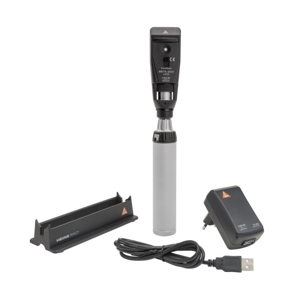 Heine Beta 200 Retinoscope Kit LED - Beta4 USB Rechargeable Handle + USB Cord + Plug-in Power Supply (C-014.28.388)