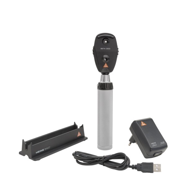 Heine Beta 200 Ophthalmoscope Kit 3.5V - Beta4 USB Rechargeable Handle + USB Cord + Plug-in Power Supply (C-011.27.388)