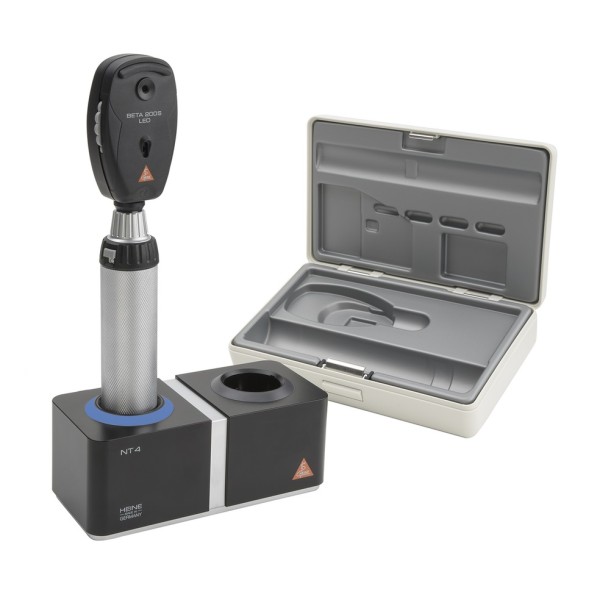 Heine Beta 200S LED Ophthalmoscope Set - Beta4 NT Rechargeable Handle + NT4 Table Charger (C-261.24.420)