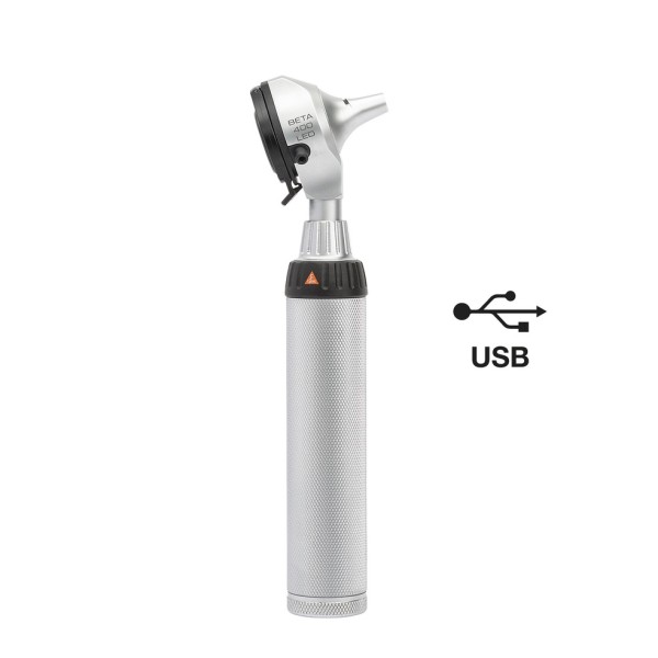 Heine Beta 400 F.O. Otoscope Set LED - Beta4 USB Rechargeable Handle + USB Cord + Plug-in Power Supply (B-143.28.388)