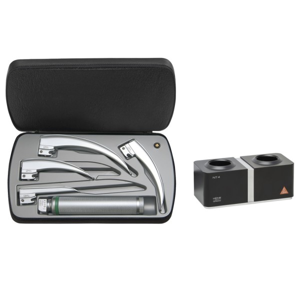 Heine Classic+ Macintosh Fiber Optic (F.O.) Blades Set XHL - Paed 1, Mac 2, Mac 3, Mac 4 Blades and NT4 table charger (F-120.94.865)