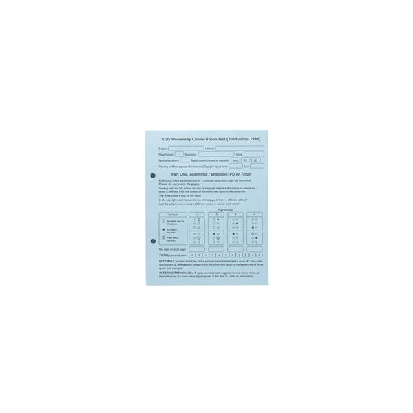 Keeler Recording Charts for City University Colour Vision Test Edition 3 (2206-L-7125)