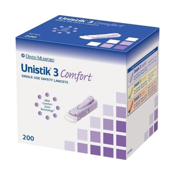 Owen Mumford Unistik 3 Comfort (Box of 200) (AT1044)