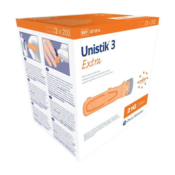 Owen Mumford Unistik 3 Extra (Box of 200) (AT1014)