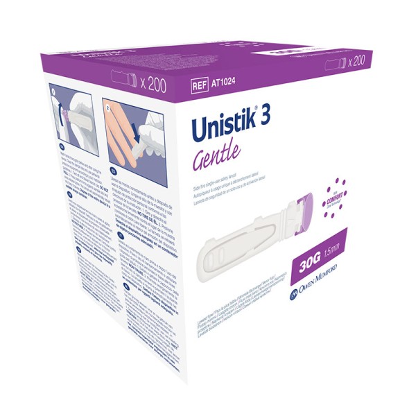 Owen Mumford Unistik 3 Gentle (Box of 200) (AT1024)