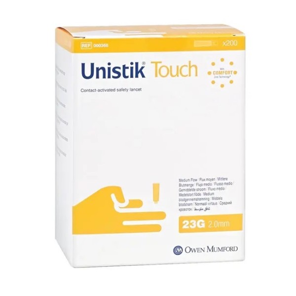 Owen Mumford Unistik Touch 23G Depth 2.0mm (Box of 200) (000366)