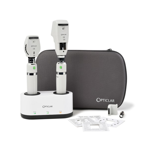 Opticlar Specialist Ophthalmoscope & Retinoscope Set With E - Lithium Rechargeable Handles And Twin Port Charger (100.025.130)