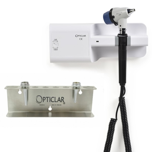 Opticlar VarioScope Veterinary Otoscope Set Wall Mounted - Mains/ C Cell with Stainless Steel Tip Tidy (704.045.045)