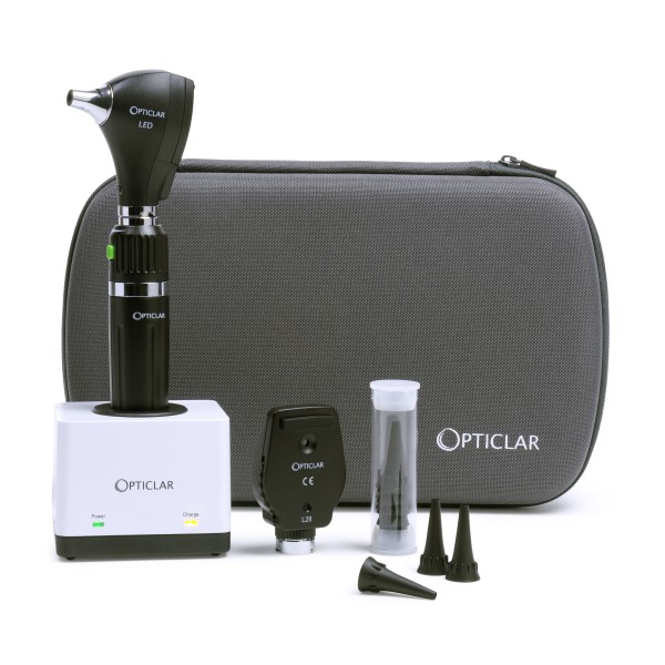 Opticlar VisionMed S1 Diagnostic Set - S1 LED F.O. Otoscope, L28 LED Ophthalmoscope, E Lithium Handle, Single Desk Charger, Disp Tips (100.025.010)